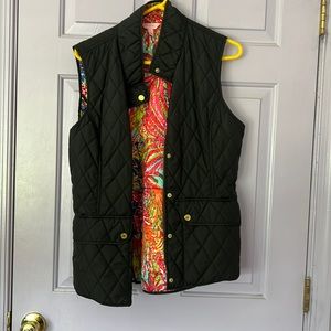 Lilly Pulitzer Black with Gold Button Fitted Vest Size XL